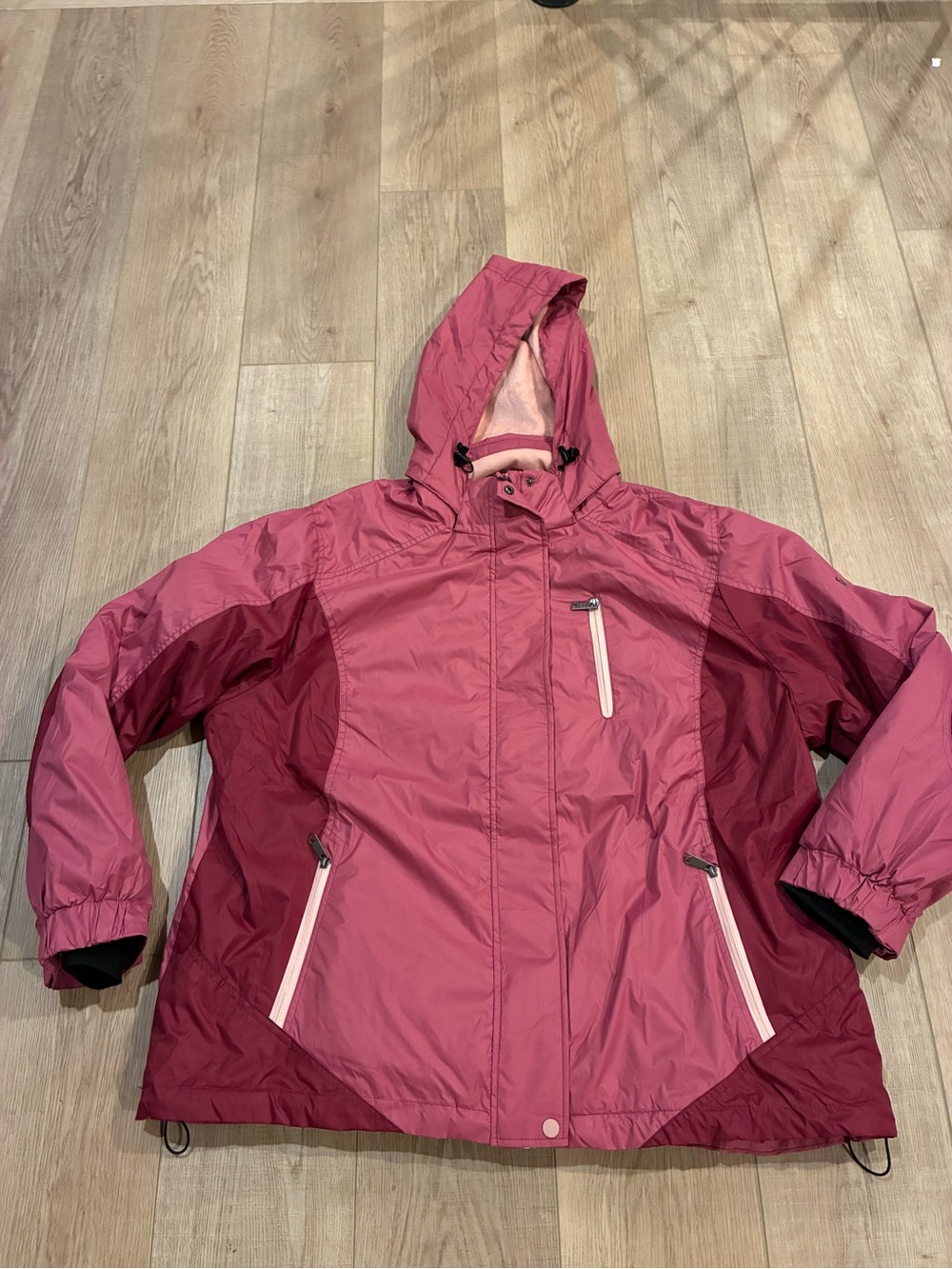 Swiss Tech ski Coat pink two toned hooded zip off waterproof insulated 3XL